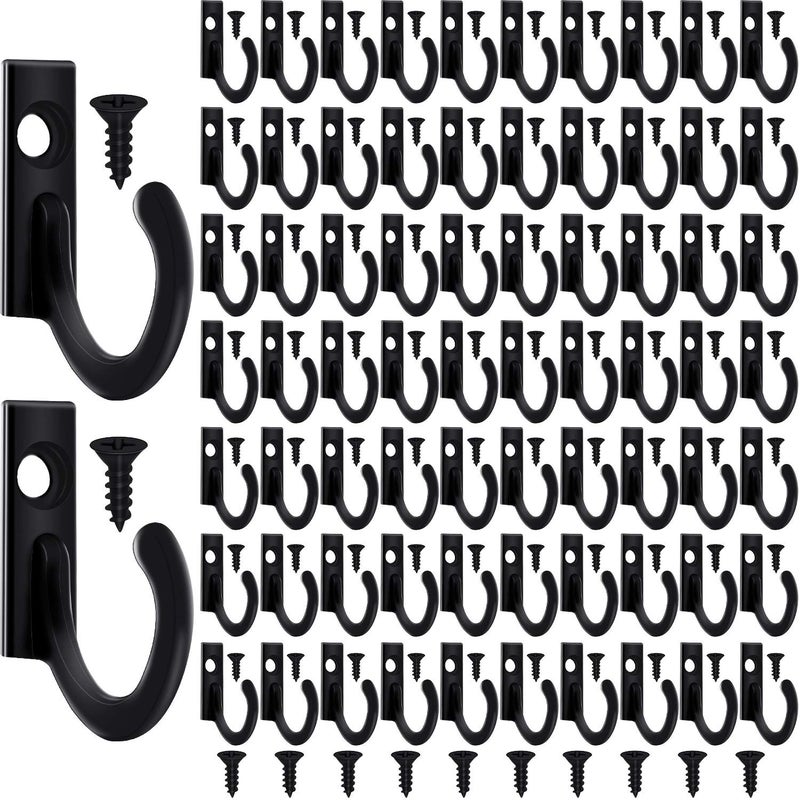 Zhehao 100 Pieces Key Hooks Jewelry Small Hook Key Hanging Small Wall Mounted Single Hook Robe Clasp Coat Hooks and 110 Pcs Screws for Hanging Hat, Scarf, Bag(Black,100 Pieces) - Image 1